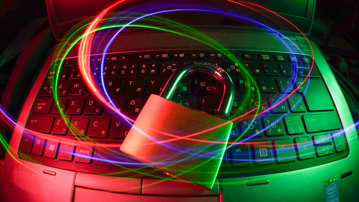 Padlock on a laptop illustrating business cybersecurity