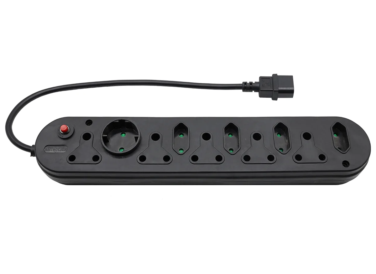 Multi Plug 5x16A 5x5A 0.5m IEC Cord Black