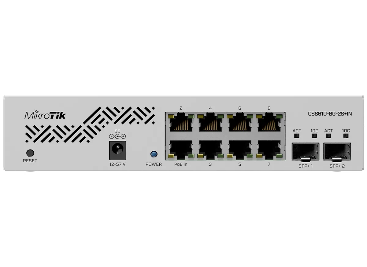 MikroTik SwOS Lite Cloud Smart Switch 8 Port Gigabit 2SFP+ PoE Input
