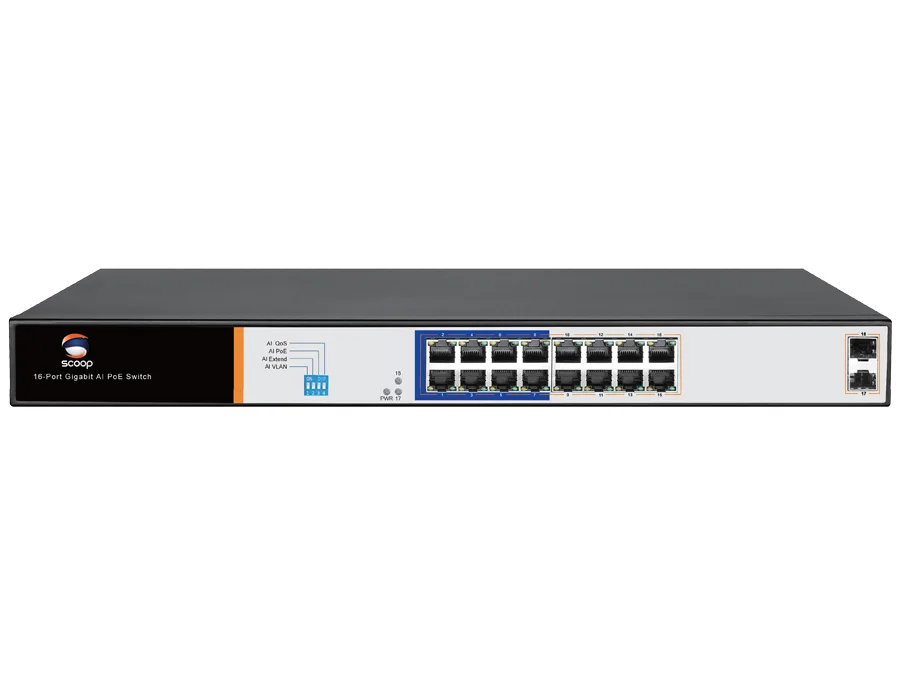 Scoop 16 Port Gigabit PoE 150W 2SFP Switch