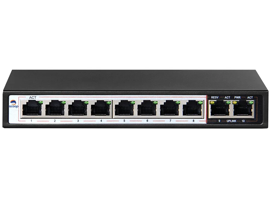 Scoop 10 Port Gigabit 8 PoE 96W Switch