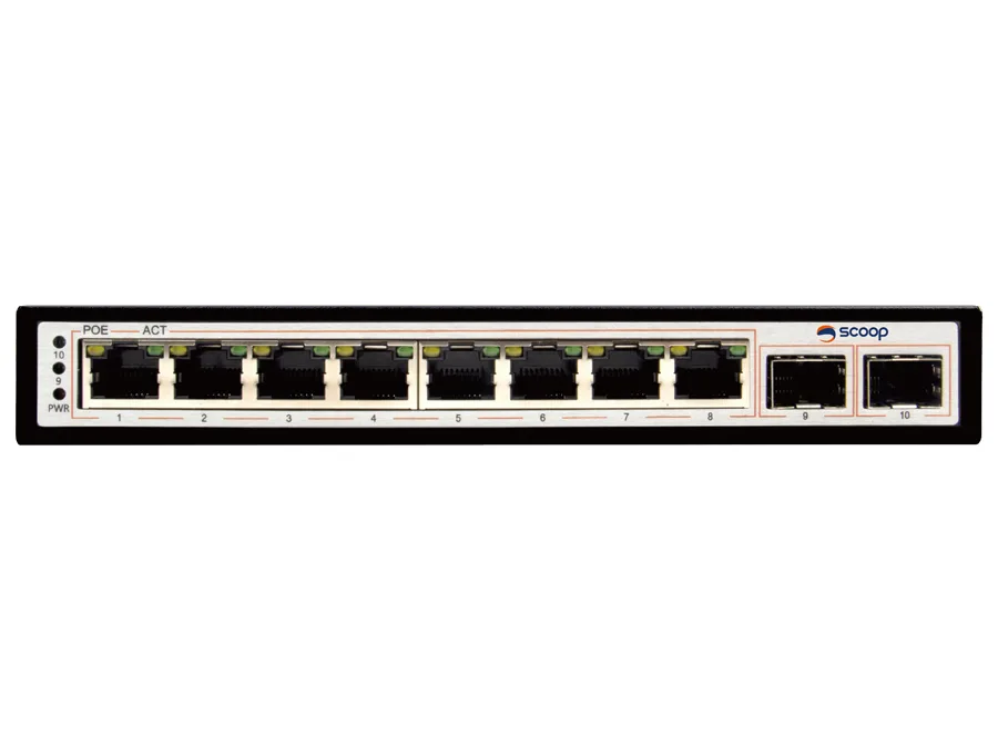 Scoop 8 Port Gigabit PoE 96W 2SFP Switch