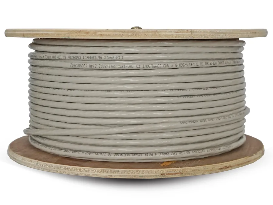 Linkbasic 100m Drum Cat6a Solid Grey UTP Cable
