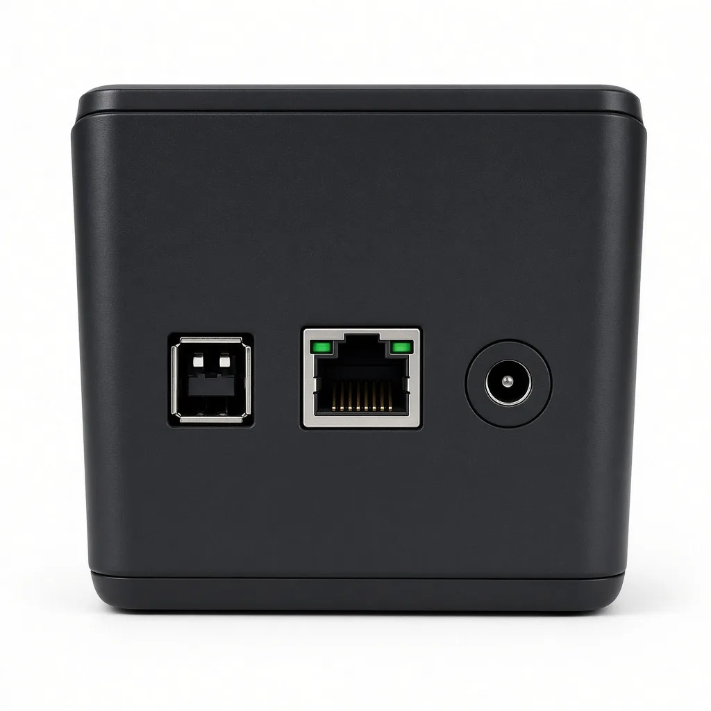USB and Ethernet ports on an 80mm POS printer