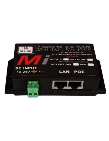 Micro Instruments Gb DC PoE Injector,12V or 24V in - 48V out, 30W Max