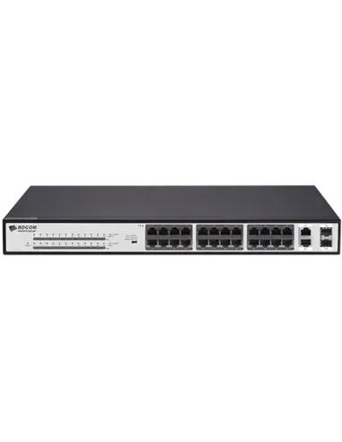 BDCOM 24-Port 10/100 370W POE switch, 24 POE ports, 2 x 1000Mbps Combo ports