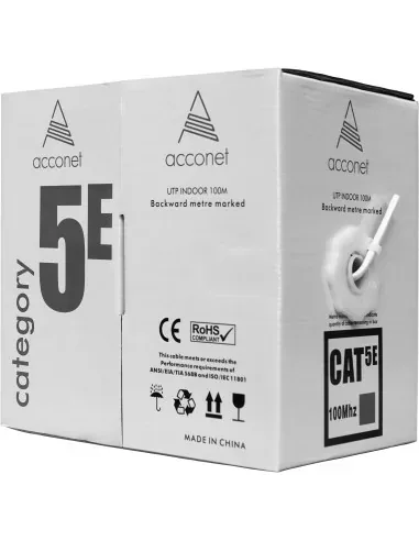 Acconet CAT5e Indoor Ethernet Cable 100m White CCA UTP Pull Box