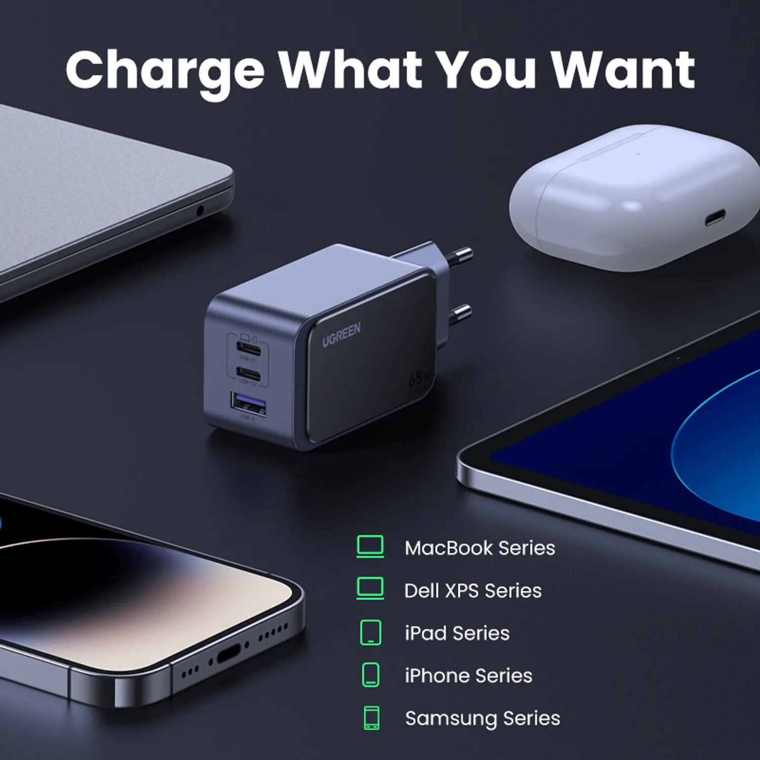 UGREEN Nexode 65W 3-Port Charger