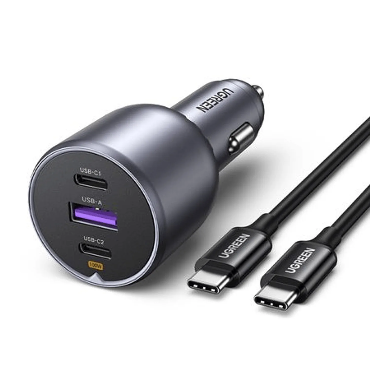 UGREEN 130W USB-C 3-port Car Charger