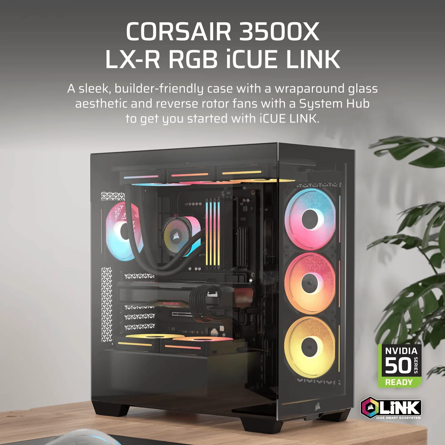 Corsair 3500X LX-R RGB iCUE LINK Mid-Tower PC Case - Black