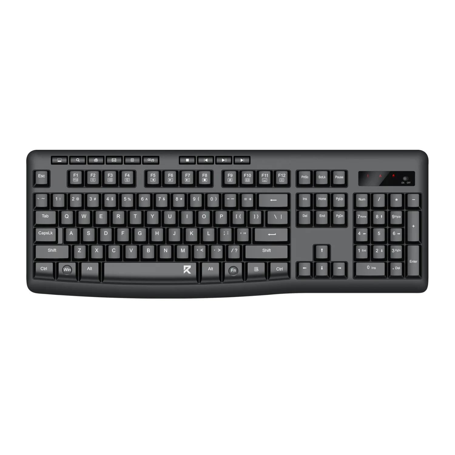 Redragon BK-7367 Full-size Ergonomic Wireless Membrane Office Keyboard - Black