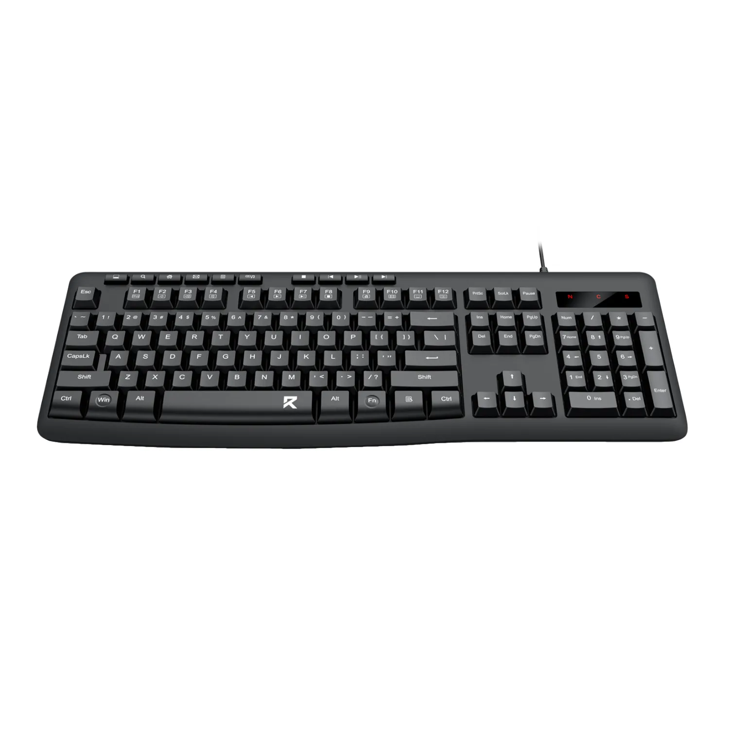 Redragon BK-7366 Full-size Ergonomic Wired Membrane Office Keyboard - Black