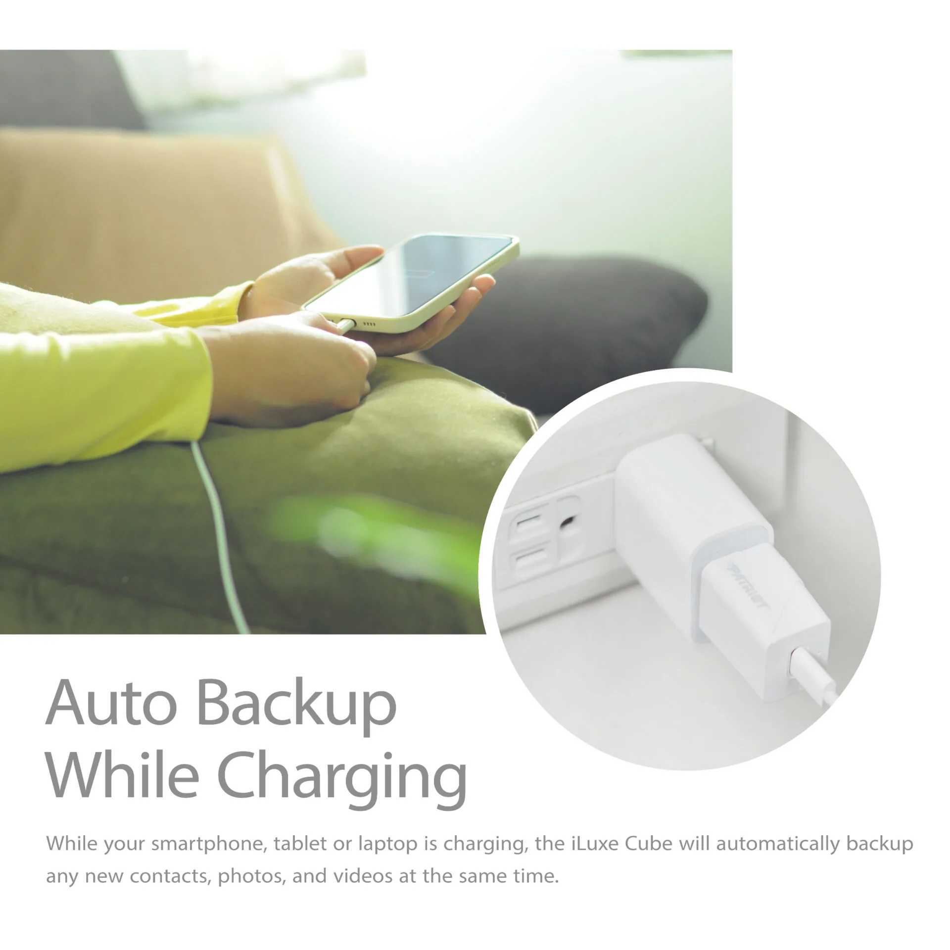 Patriot iLuxe Cube 256GB Type-C Smart Backup Solution - White