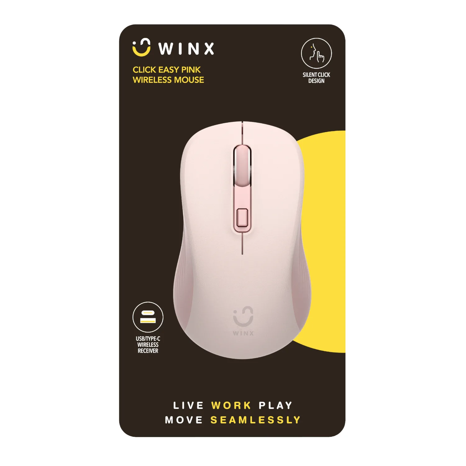 WINX CLICK Easy 1600DPI 2.4GHz Wireless Mouse - Pink