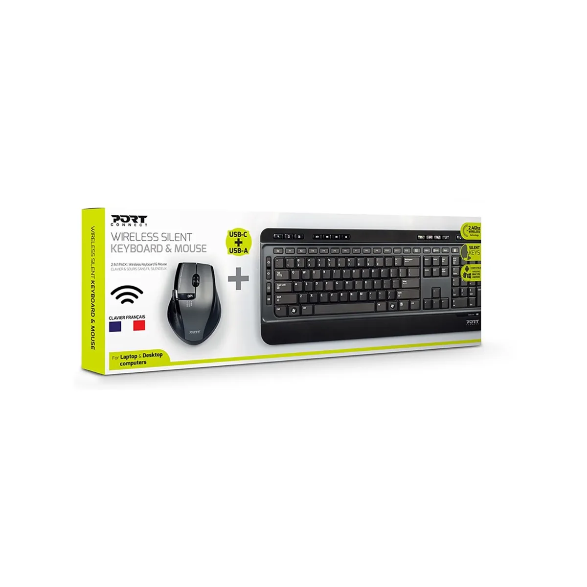 Port Black Wireless Keyboard & Mouse Combo