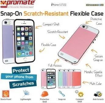 Promate Pink Grosso i5 Striped Flexi Grip Snap