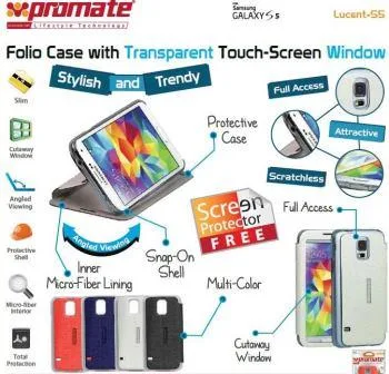 Promate Blue Lucent S5 Bookcover with Touch